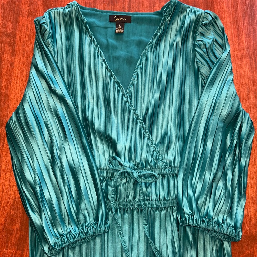 Japna Teal Pleated Blouse